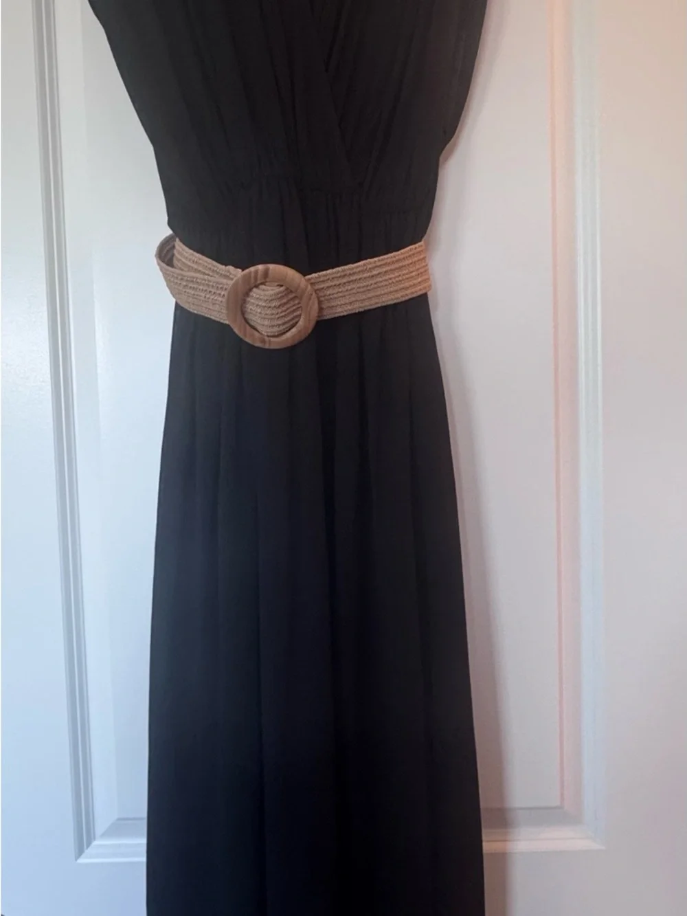 NWT H&M Black Maxi Dress with Tan Belt